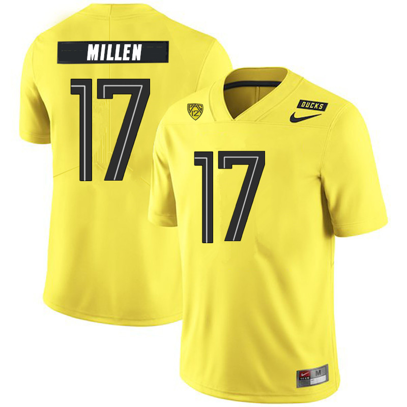 2019 Men #17 Cale Millen Oregon Ducks College Football Jerseys Sale-Yellow